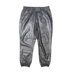 DKNY Jeans Faux Leather Joggers Black High Rise 2 Pockets Elastic Waist Sz XL